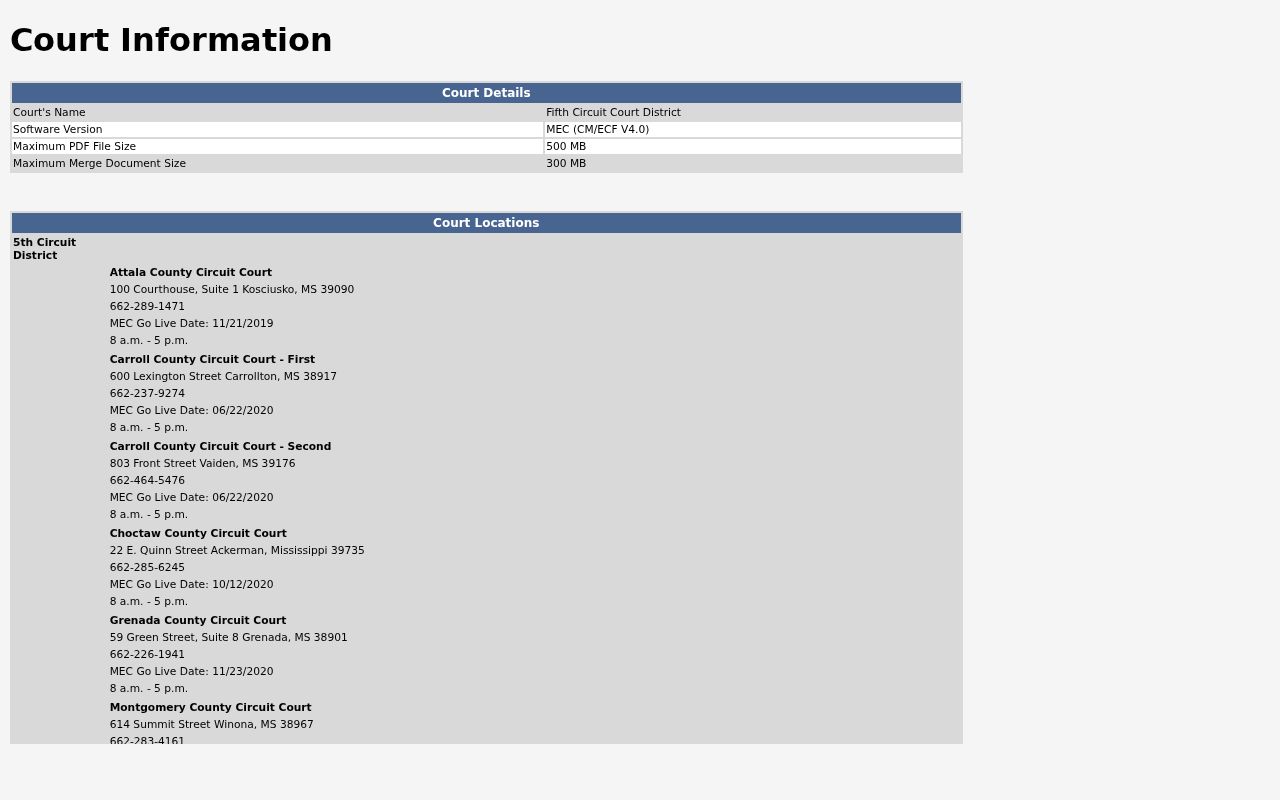 Webster County criminal docket source showing Fifth Circuit MEC CourtInfo