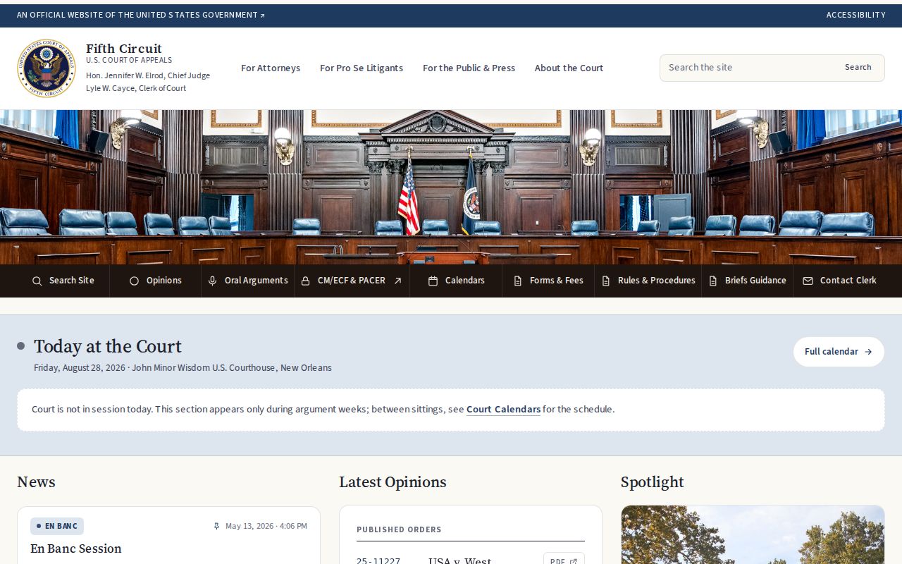 Webster County court docket source for Fifth Circuit federal appellate access