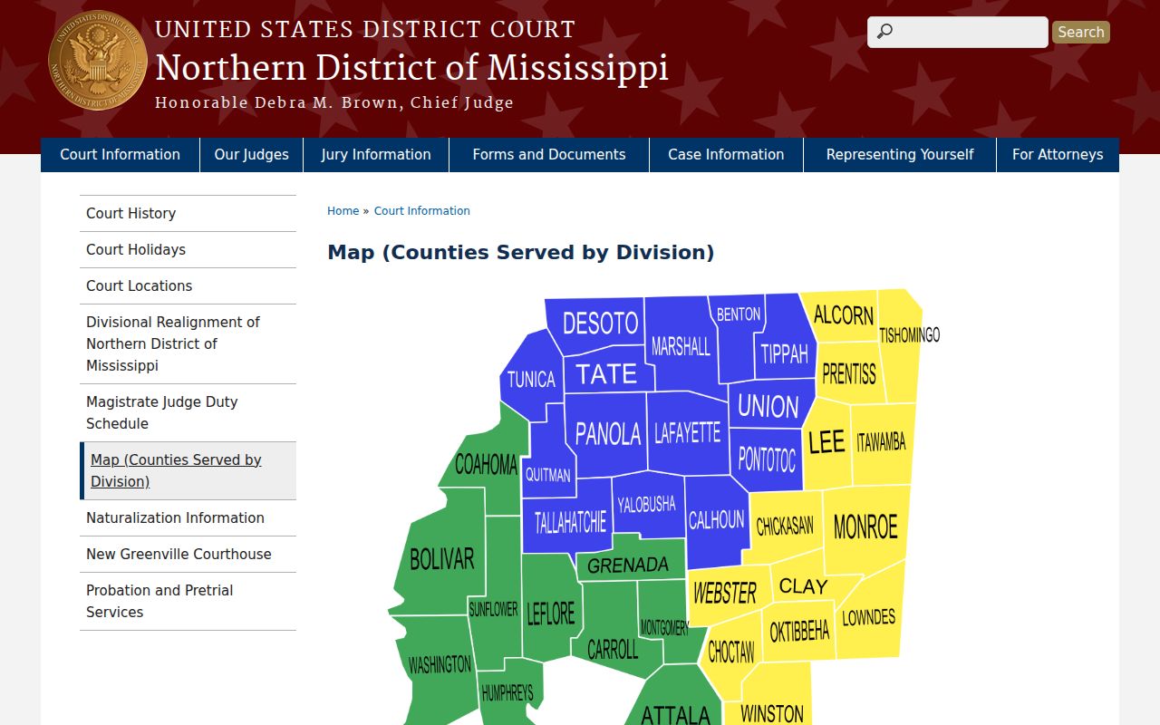Webster County court docket source showing federal Aberdeen Division routing